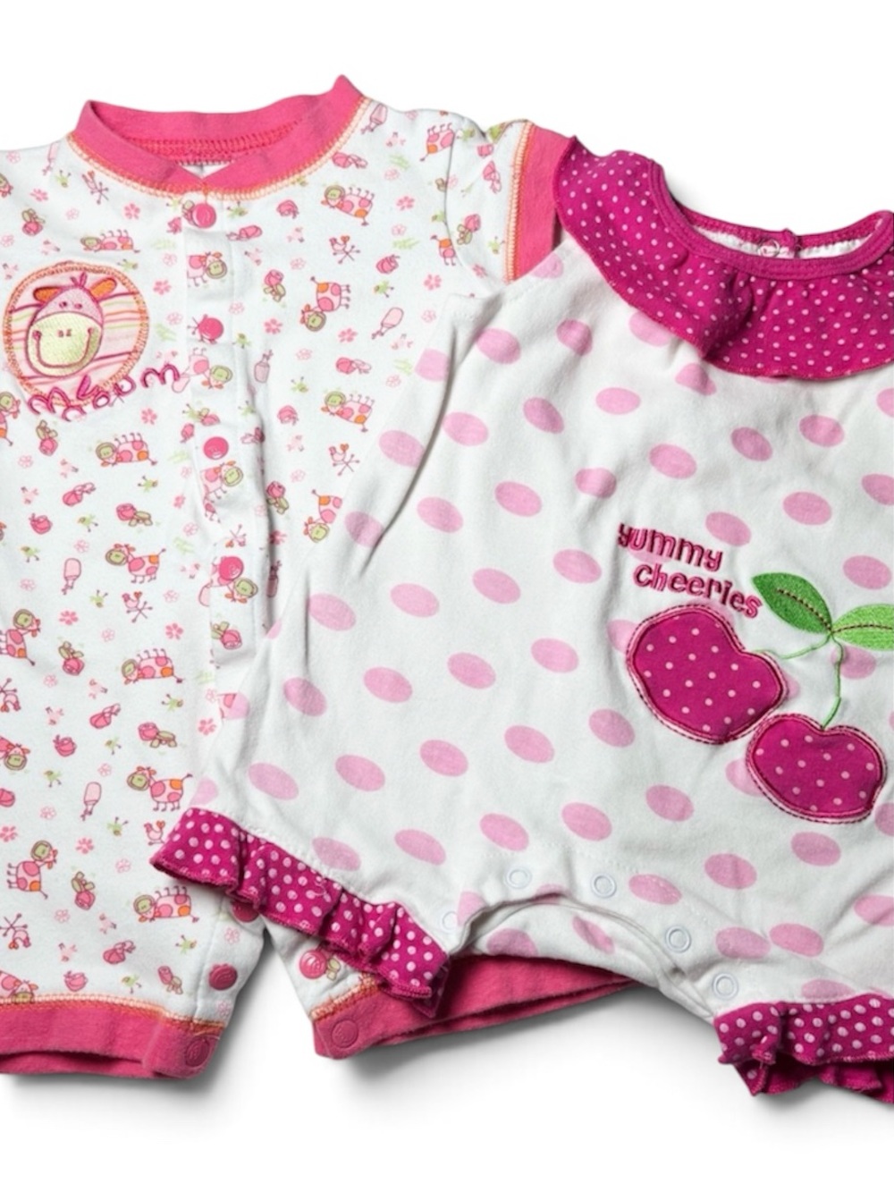 Vintage Y2K Gagou Tagou & Animalz AOP Polka Dot Embroidered Romper Set 2pc 12M